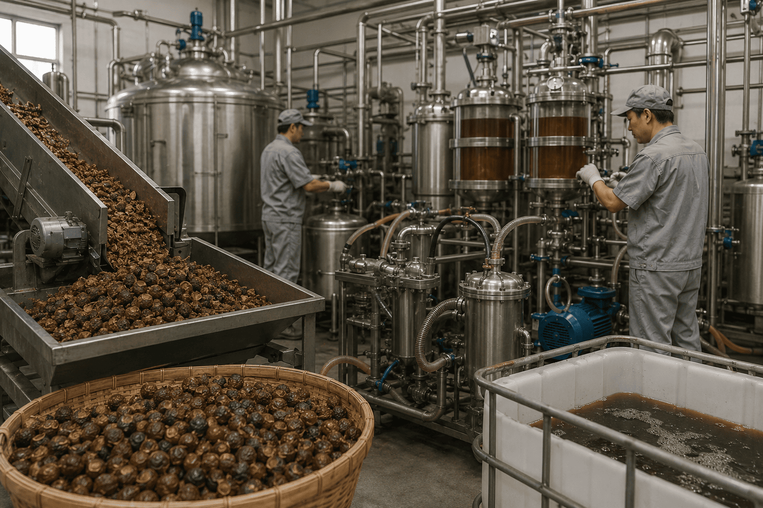 Soapberry extract processing workflow Soapberry Care soapberry extract processing for plant-based cleaning products